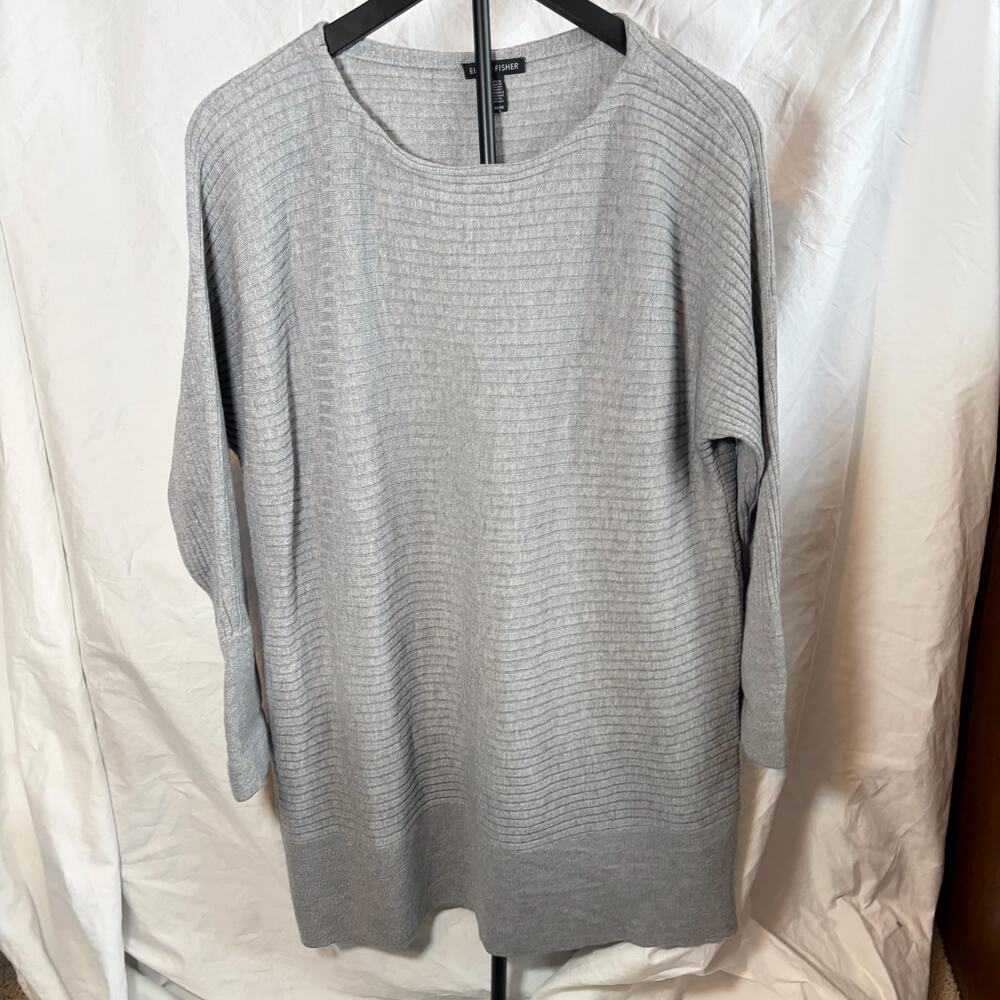 Eileen Fisher womens gray tunic length 3/4 sleeve sweater. Sz M. merino wool - Picture 5 of 6
